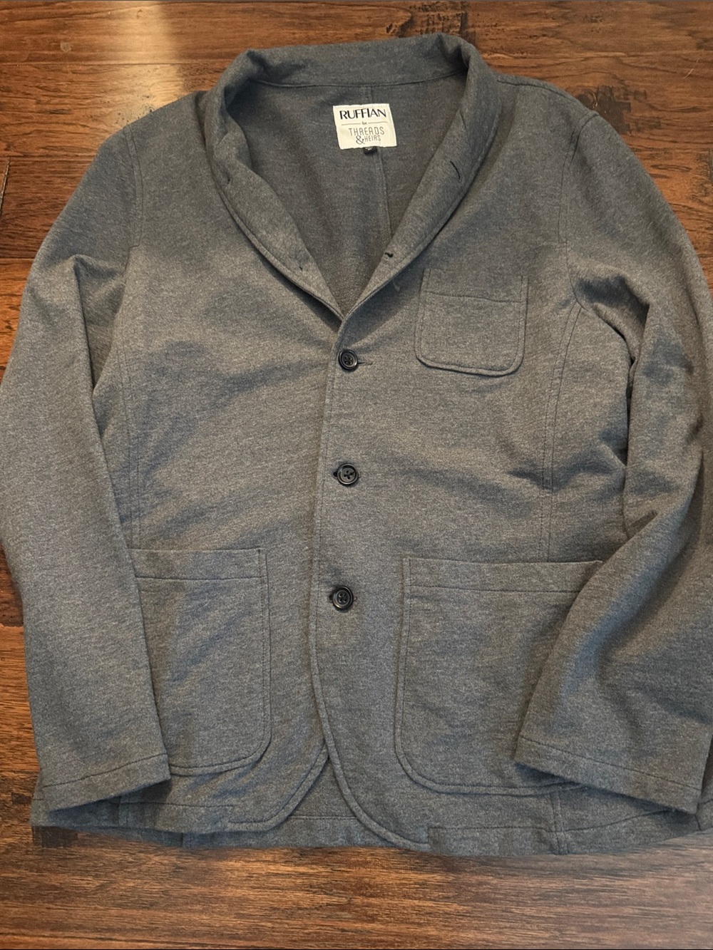 Men's Gray Shawl-Collar Cardigan Jacket